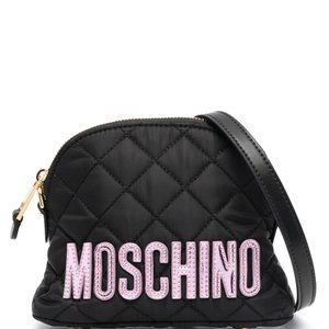 Moschino Black/Silver Quilted Nylon Shoulder Bag